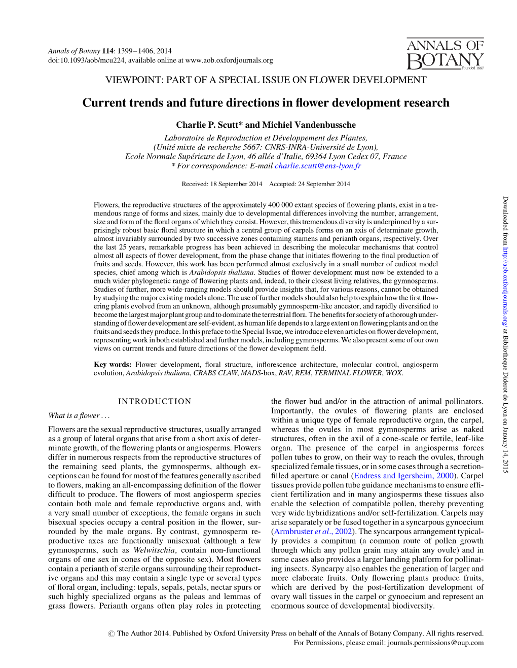 Current Trends and Future Directions in Flower Development Research