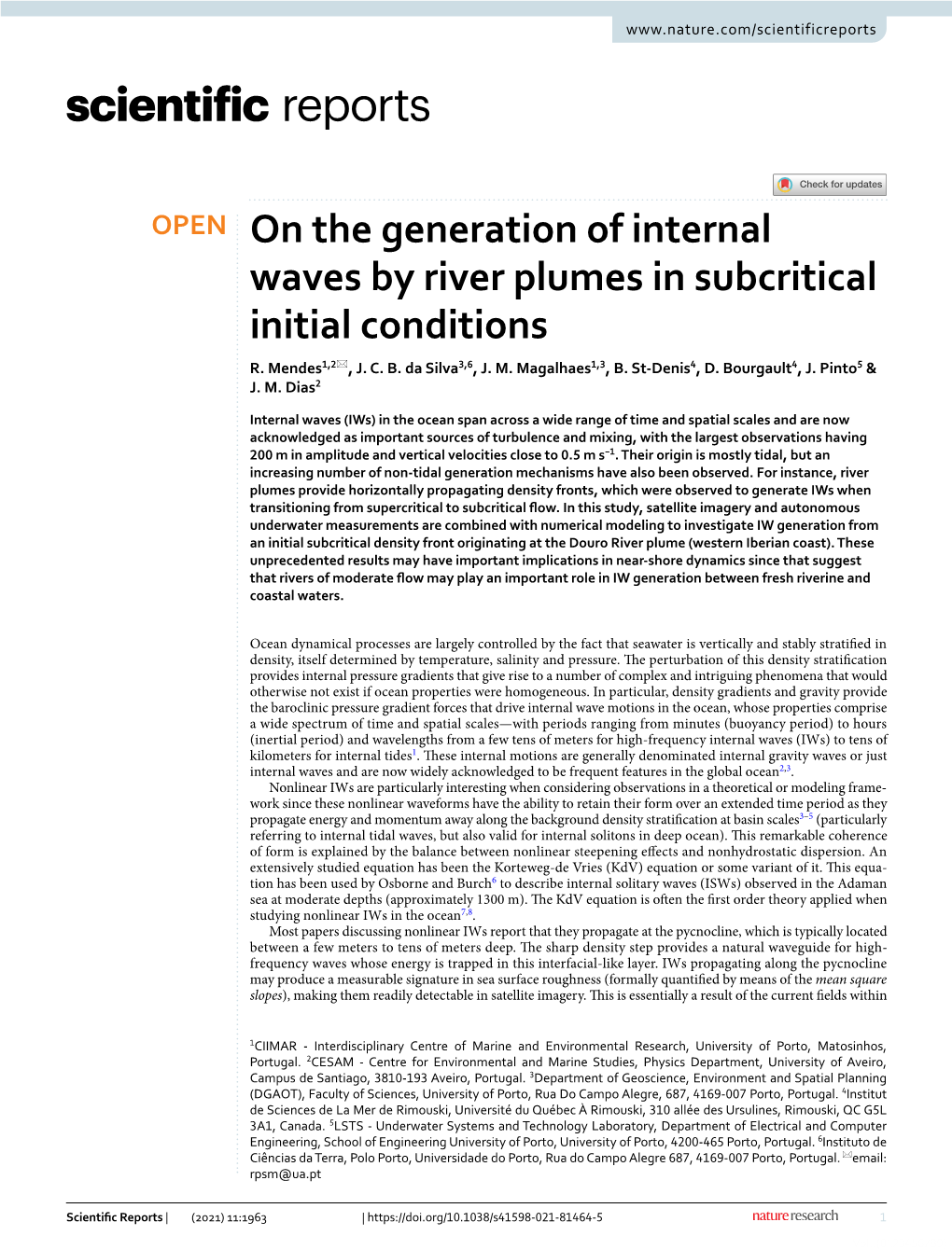 On the Generation of Internal Waves by River Plumes in Subcritical Initial Conditions R