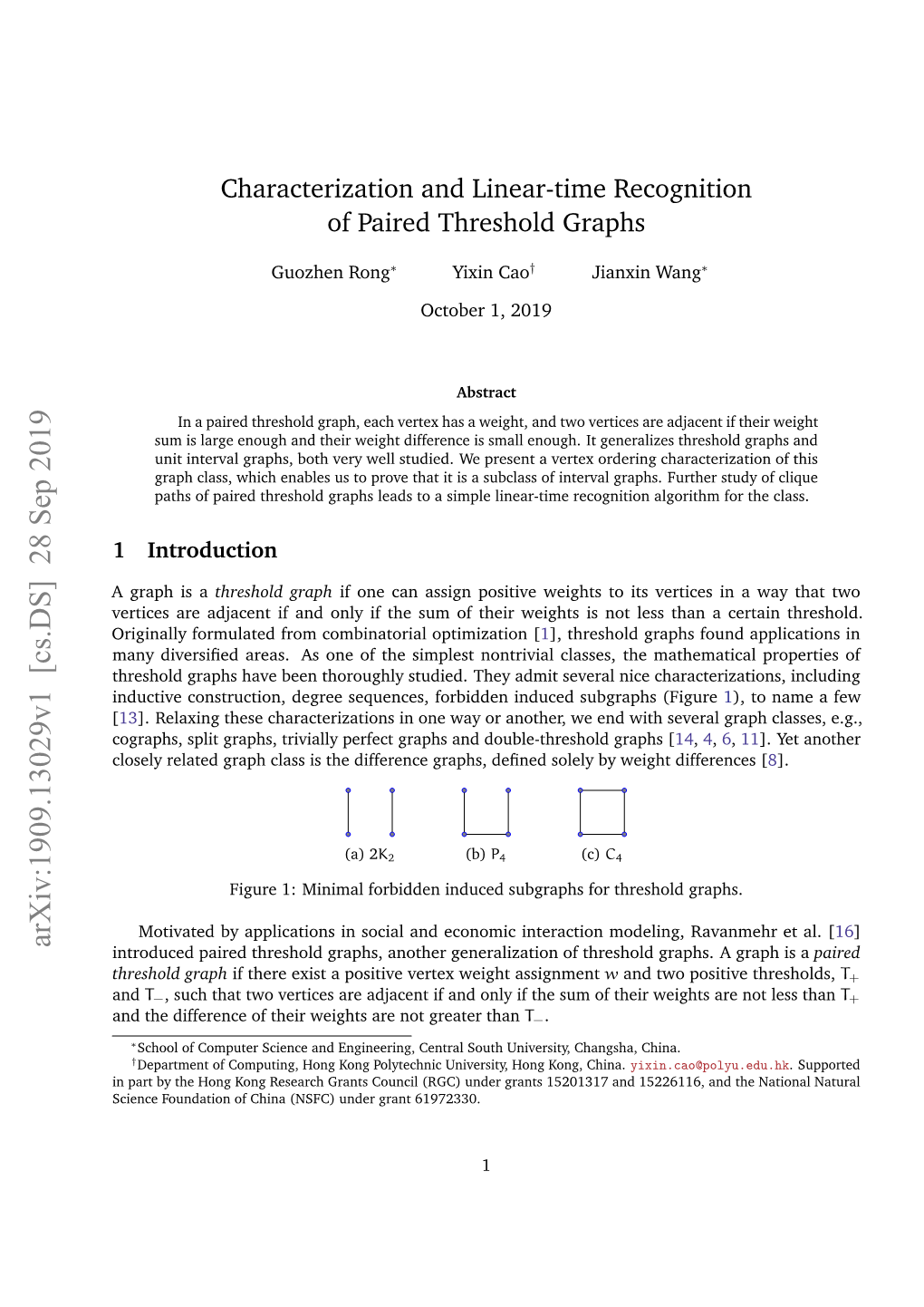 Characterization and Linear-Time Recognition of Paired Threshold Graphs