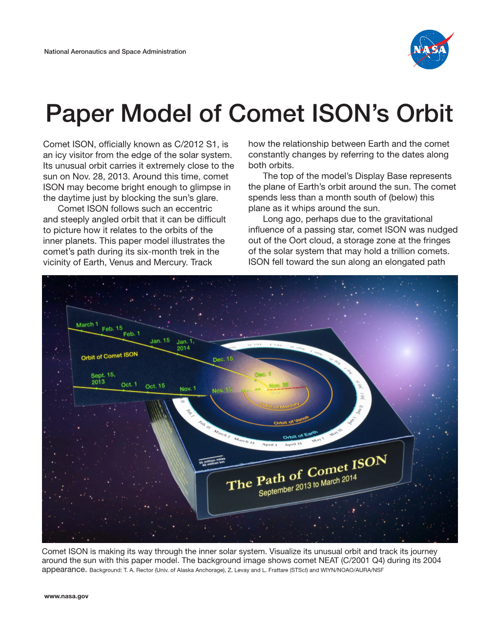 Paper Model of Comet ISON's Orbit