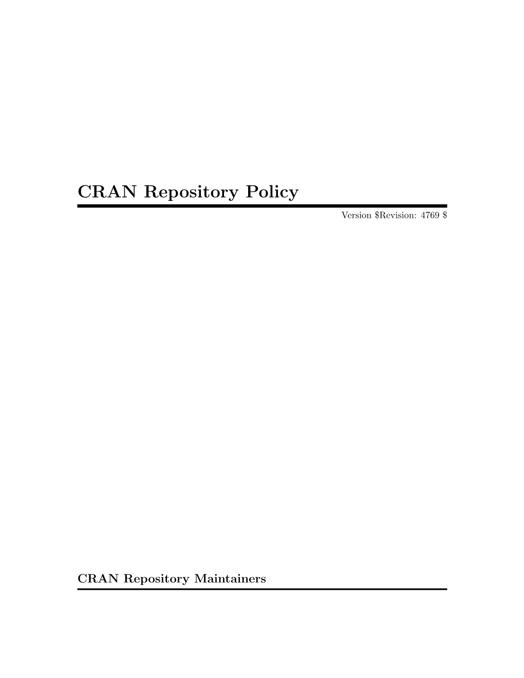 CRAN Repository Policy