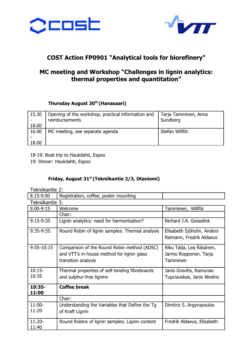 COST Action FP0901 Analytical Tools for Biorefinery