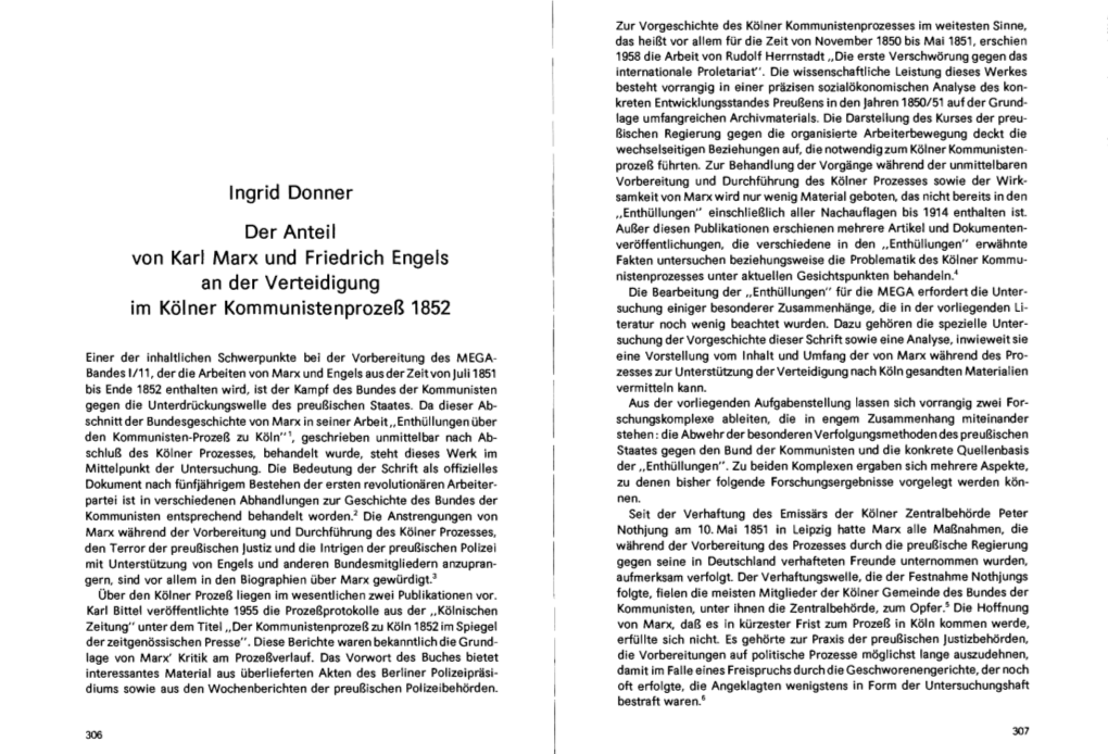 Ingrid Donner Der Anteil Von Karl Marx Und Friedrich Engels an Der