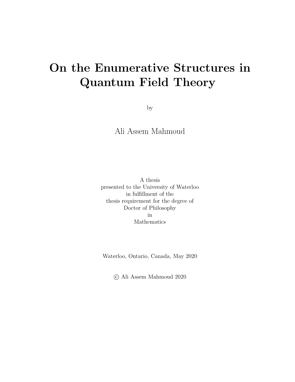 On the Enumerative Structures in Quantum Field Theory