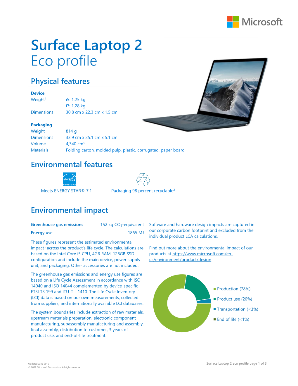 Surface Laptop 2 Eco Profile