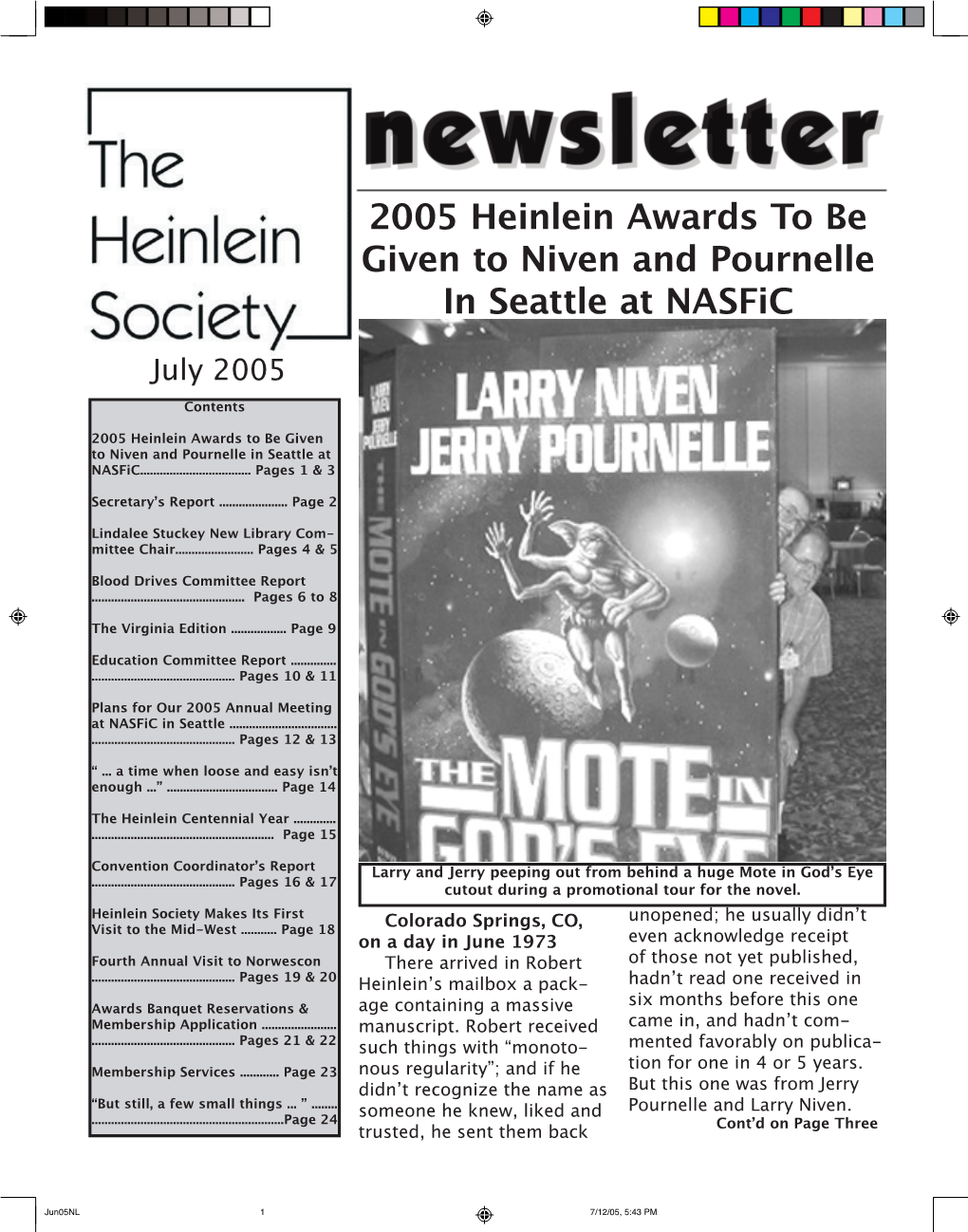 2005 Heinlein Awards to Be Given to Niven and Pournelle in Seattle at Nasfic