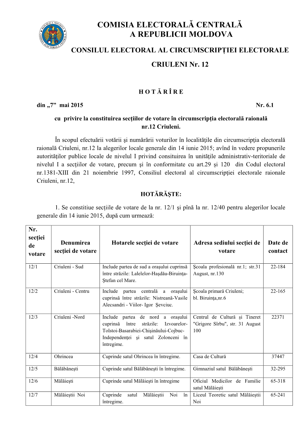 Comisia Electorală Centrală a Republicii Moldova