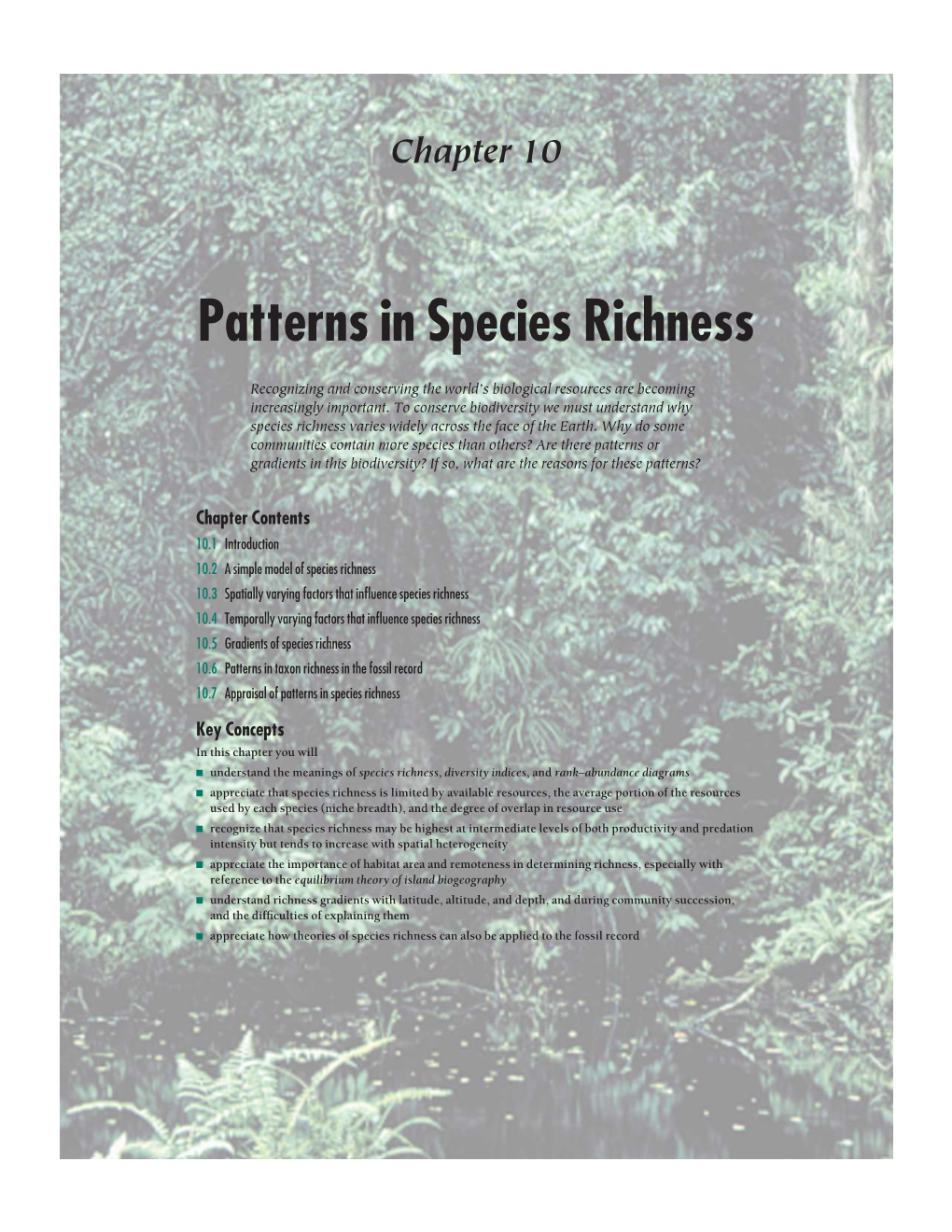 Patterns in Species Richness