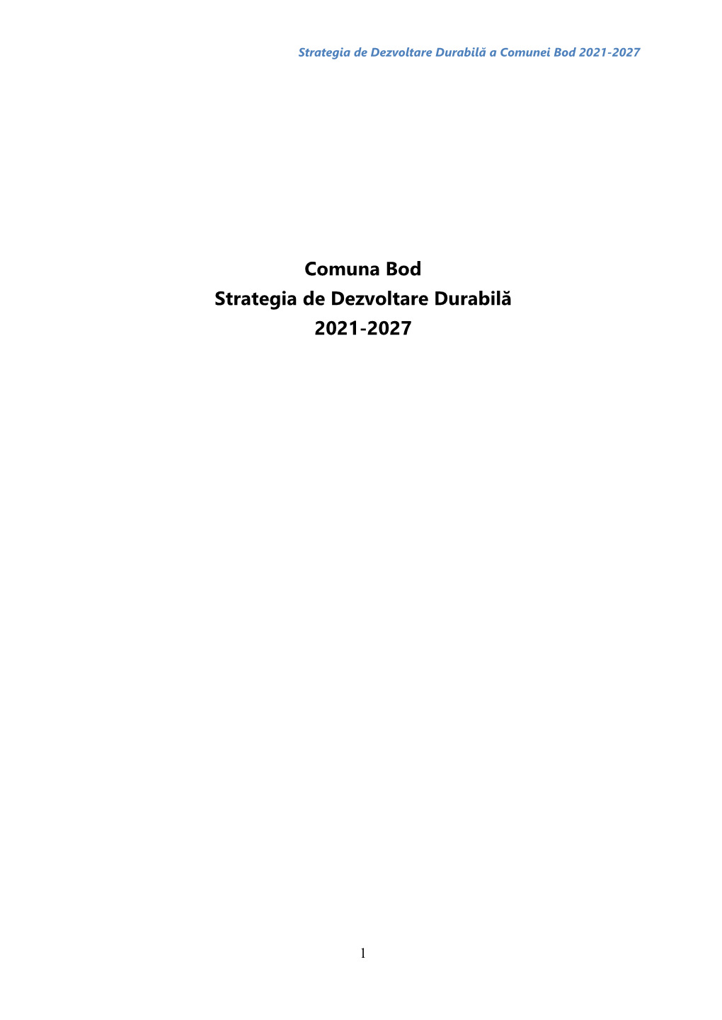 Comuna Bod Strategia De Dezvoltare Durabilă 2021-2027