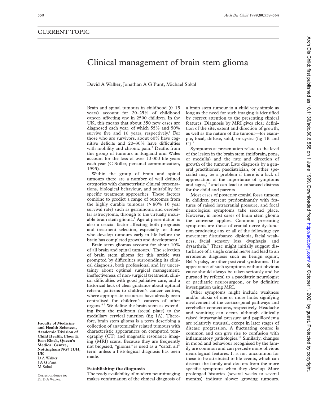 Clinical Management of Brain Stem Glioma