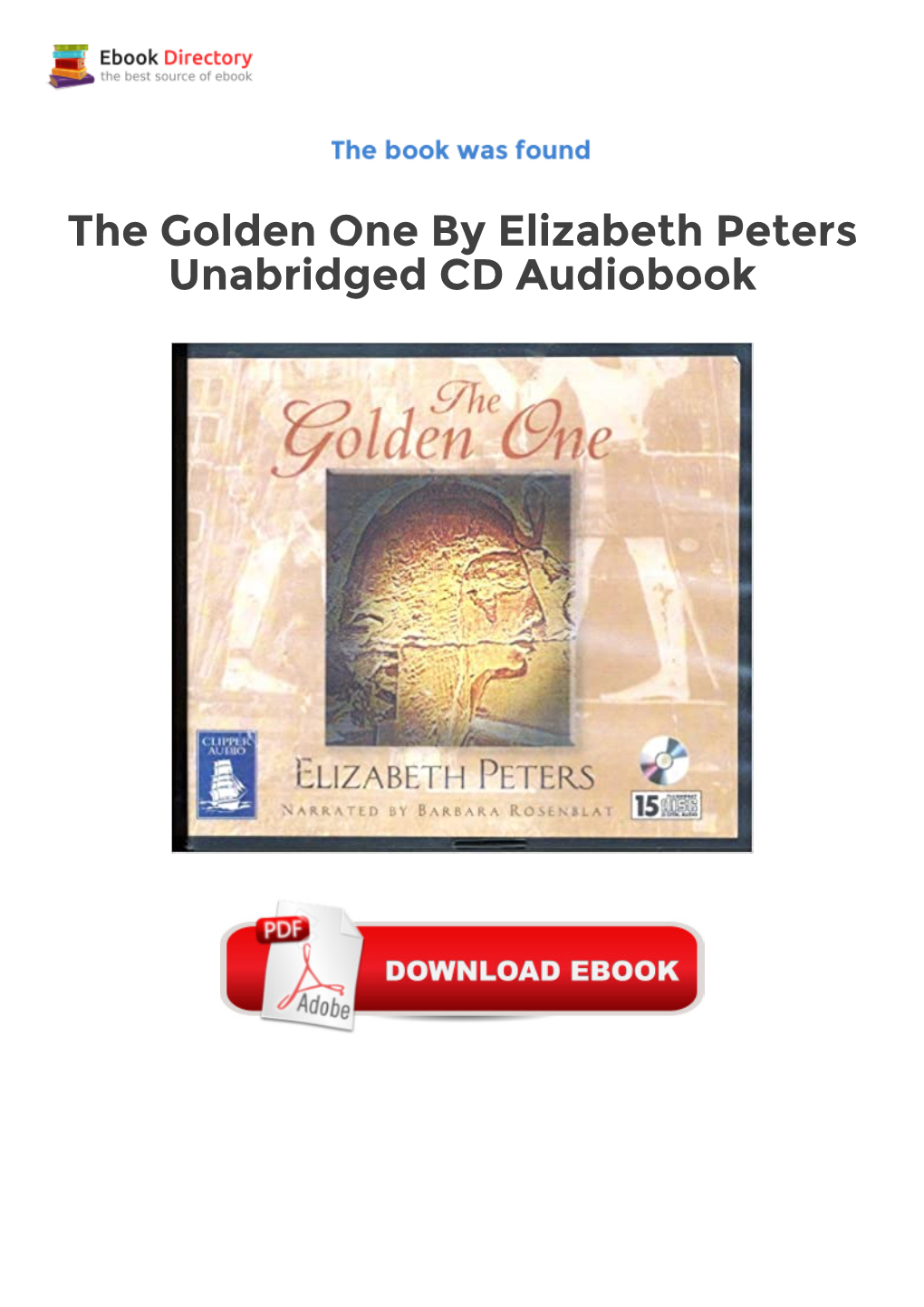 Ebooks Read Online the Golden One by Elizabeth Peters Unabridged CD Audiobook Unabridged CD Audiobook
