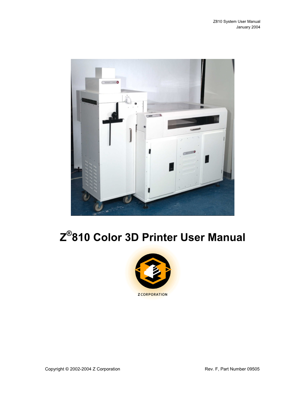 Z 810 Color 3D Printer User Manual