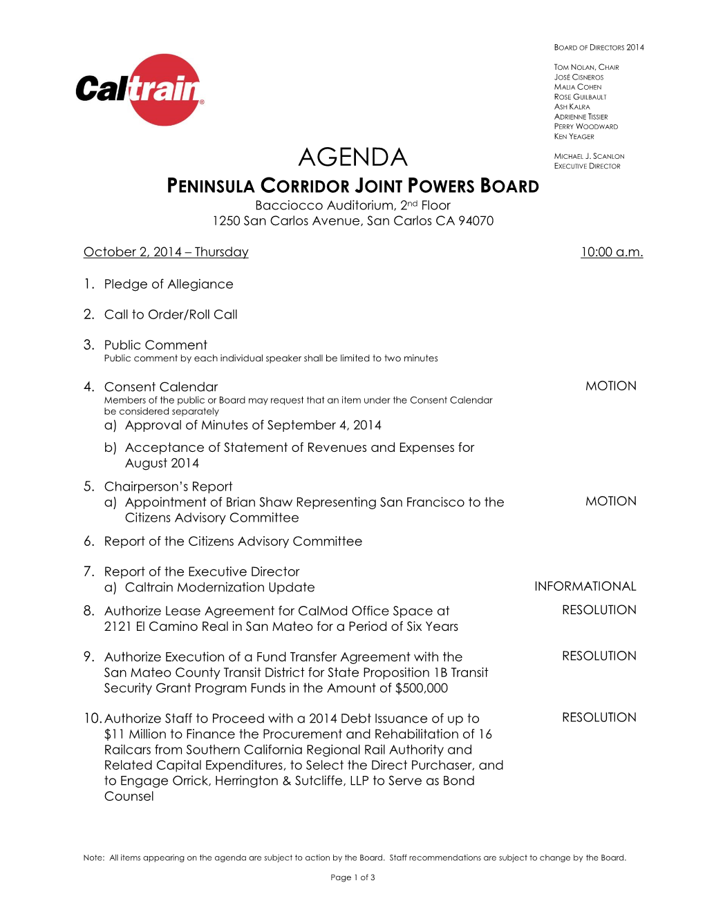 Agenda Executive Director