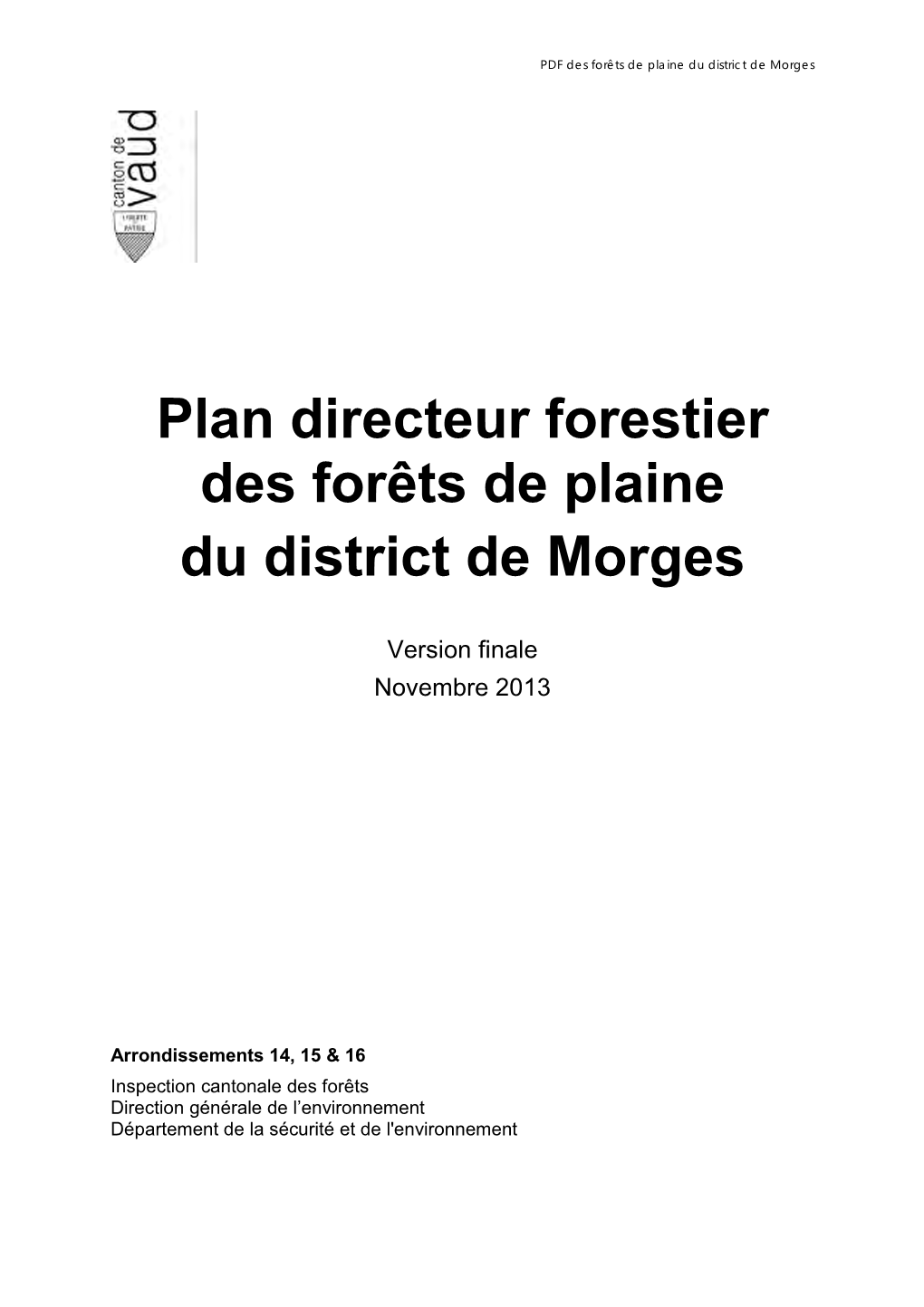 Plan Directeur Forestier Des Forêts De Plaine Du District De Morges