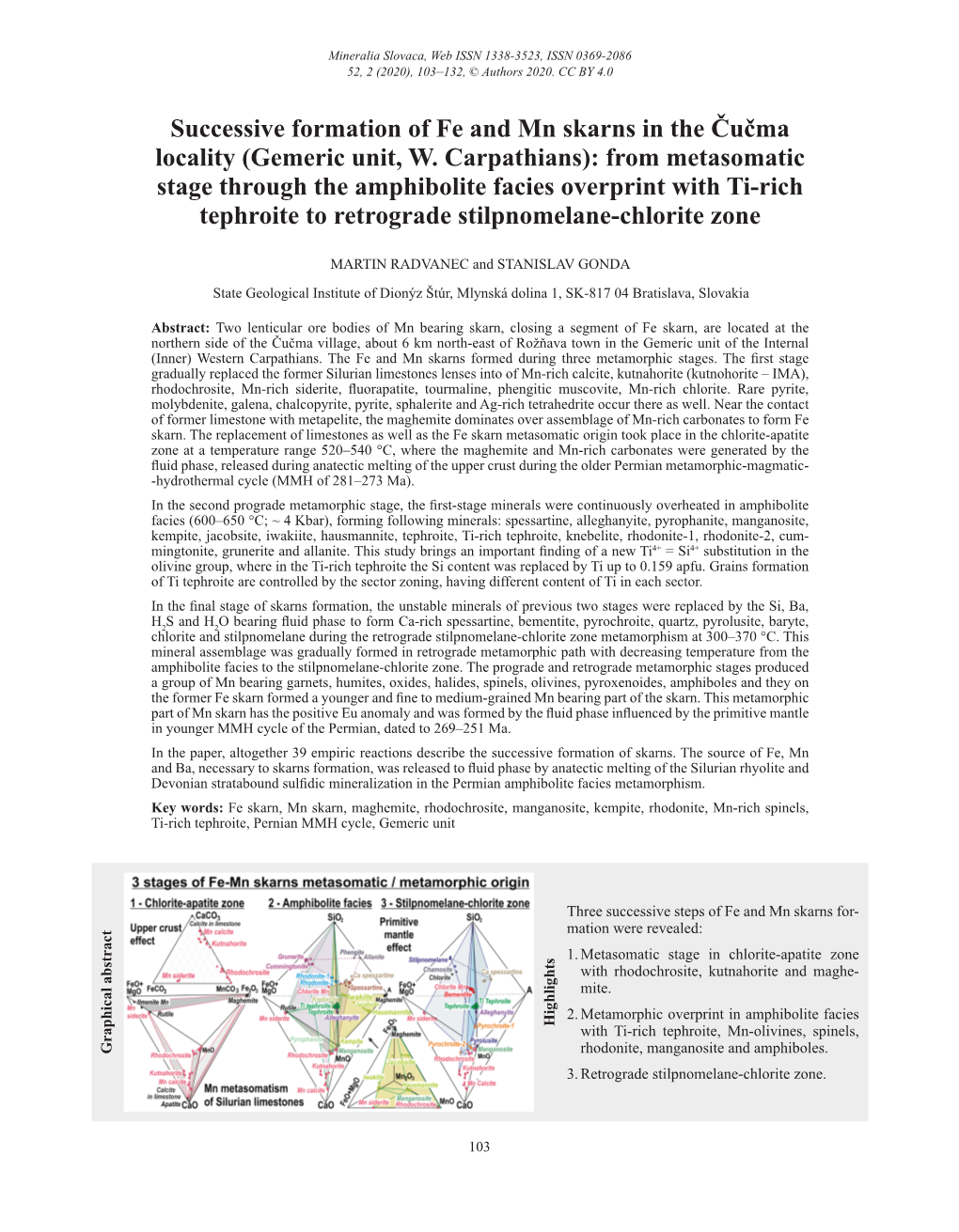 Successive Formation of Fe and Mn Skarns in the Čučma Locality (Gemeric Unit, W