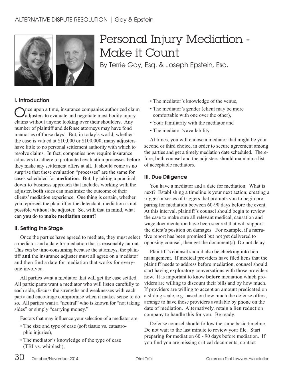 Personal Injury Mediation - Make It Count by Terrie Gay, Esq