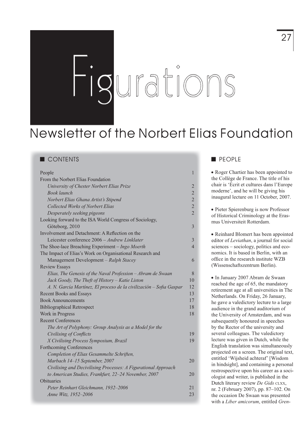 Newsletter of the Norbert Elias Foundation