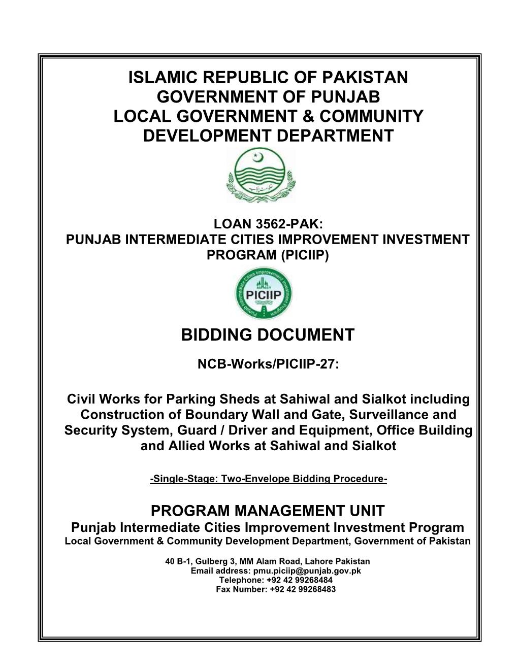 Islamic Republic of Pakistan Government of Punjab Local Government & Community Development Department