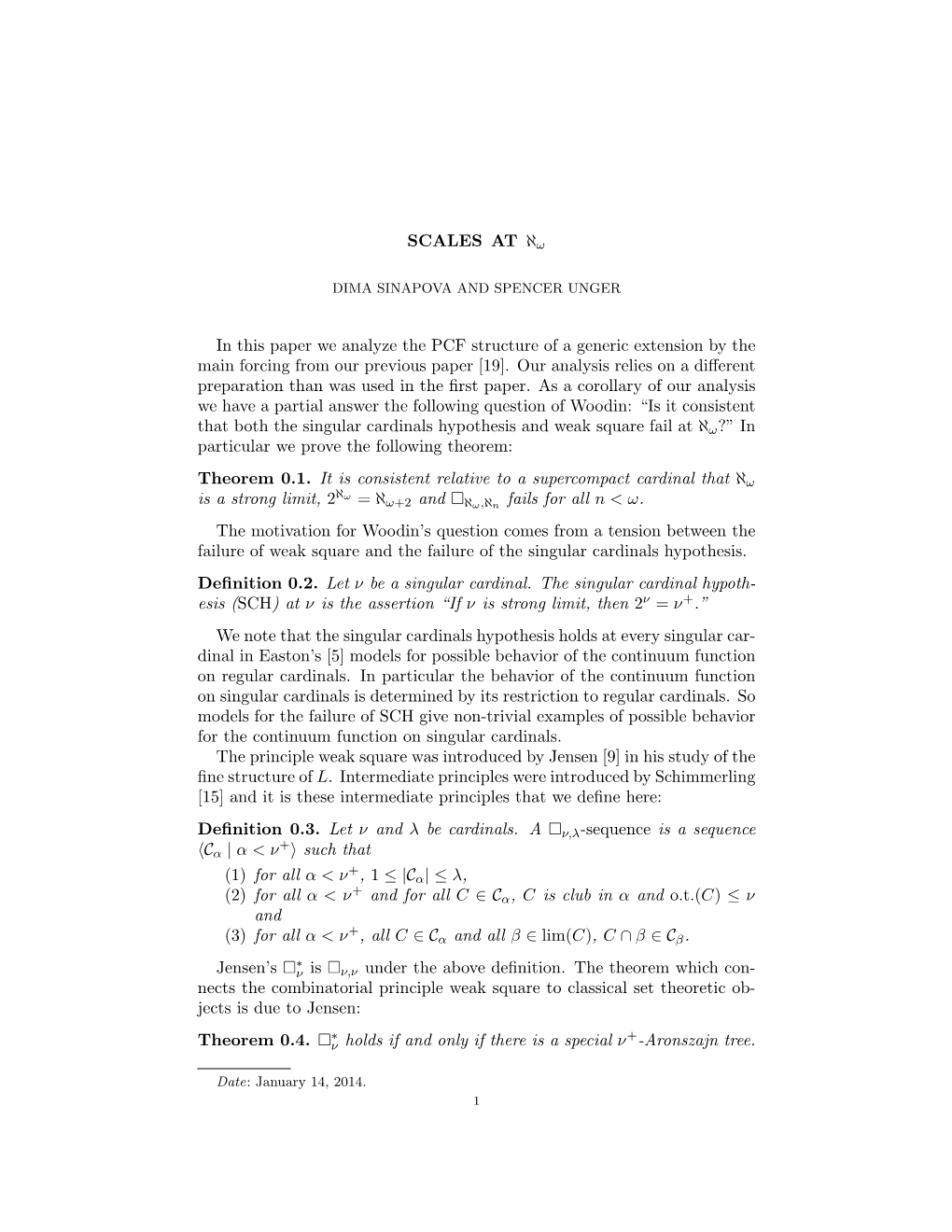 SCALES at ℵω in This Paper We Analyze the PCF Structure of a Generic Extension by the Main Forcing from Our Previous Paper [1