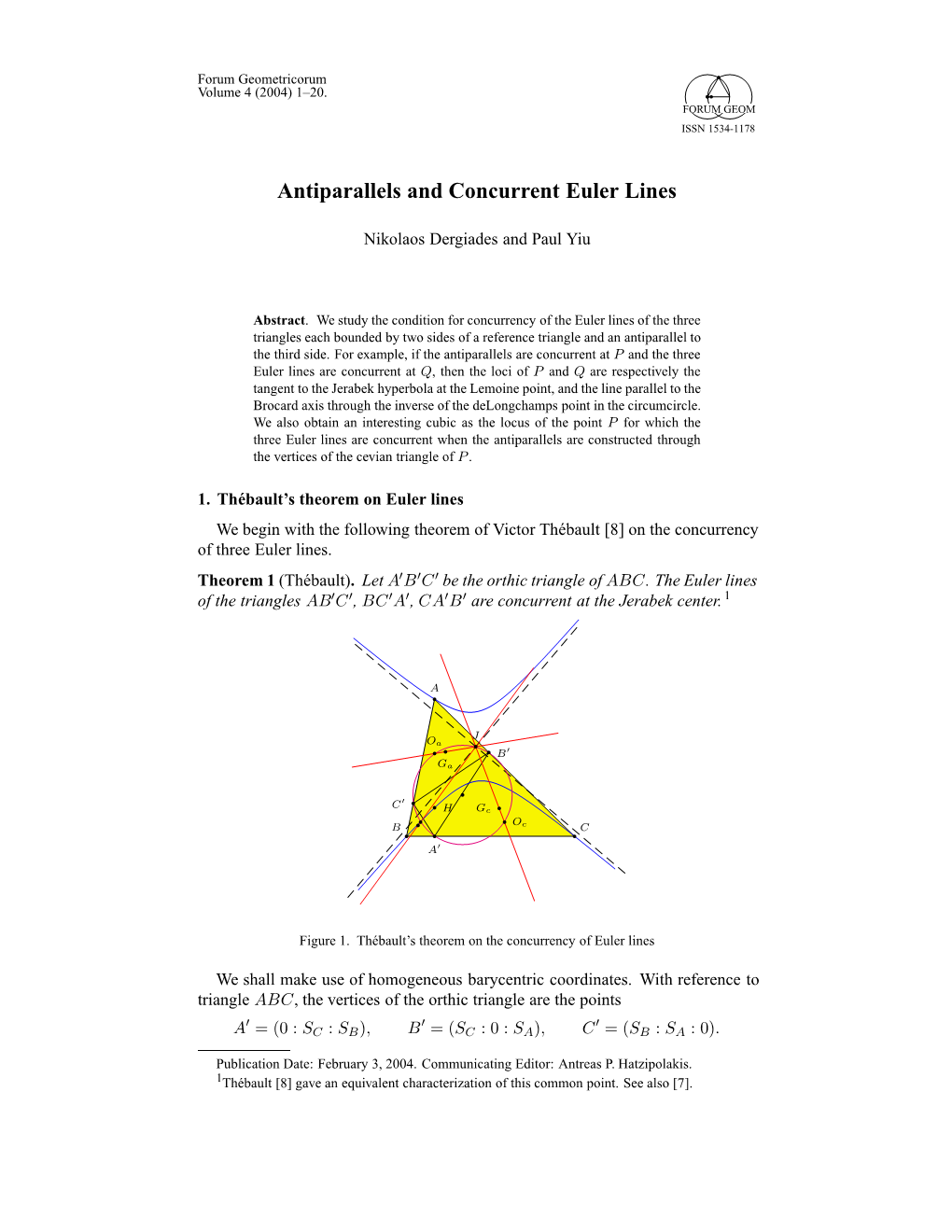 Antiparallels and Concurrent Euler Lines