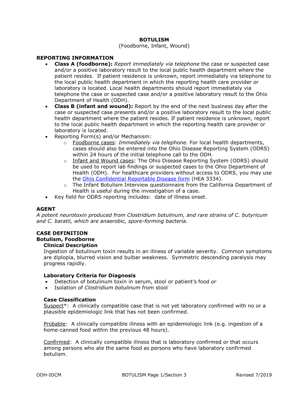 IDCM Section 3: Botulism