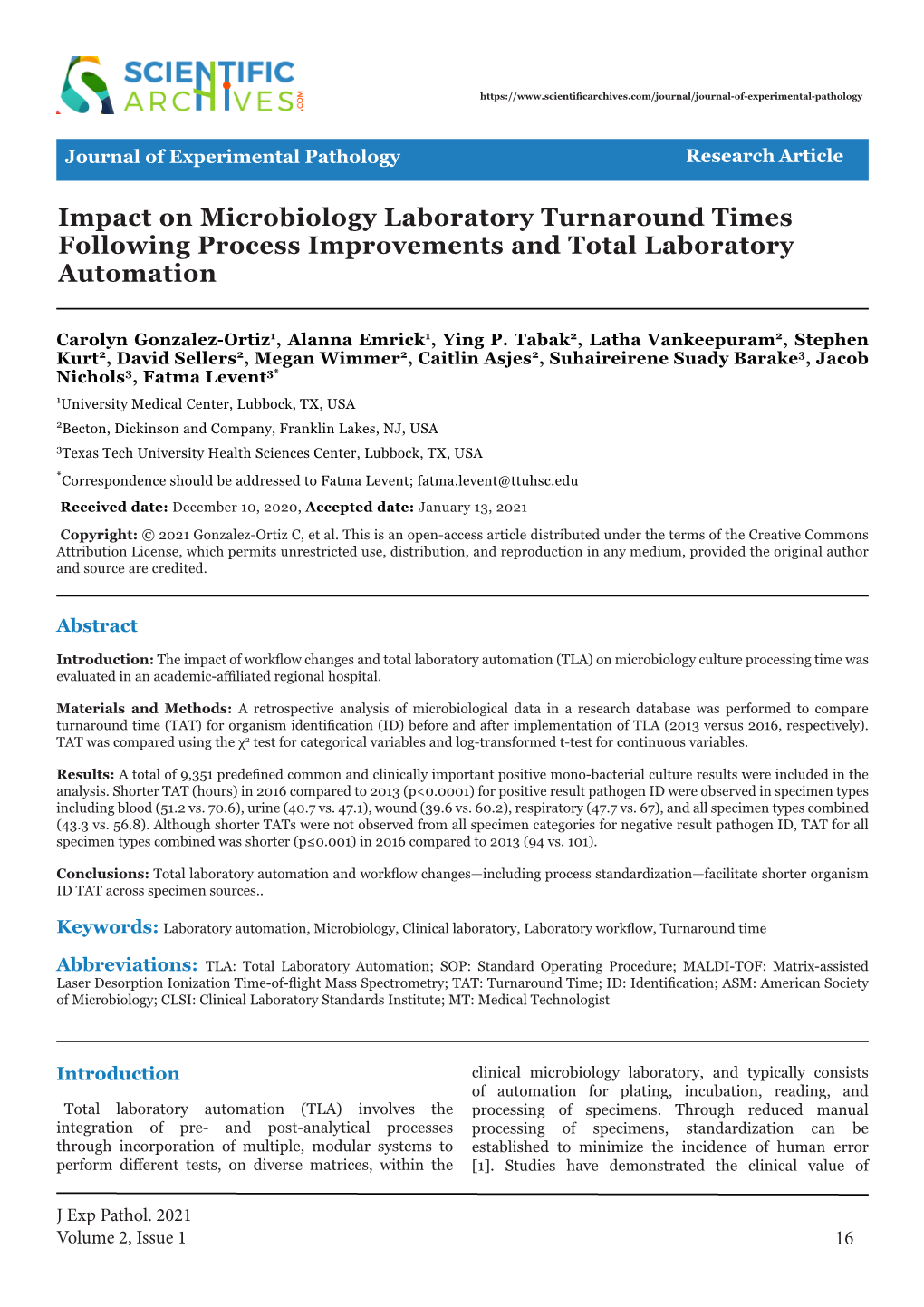 Impact on Microbiology Laboratory Turnaround Times Following Process Improvements and Total Laboratory Automation