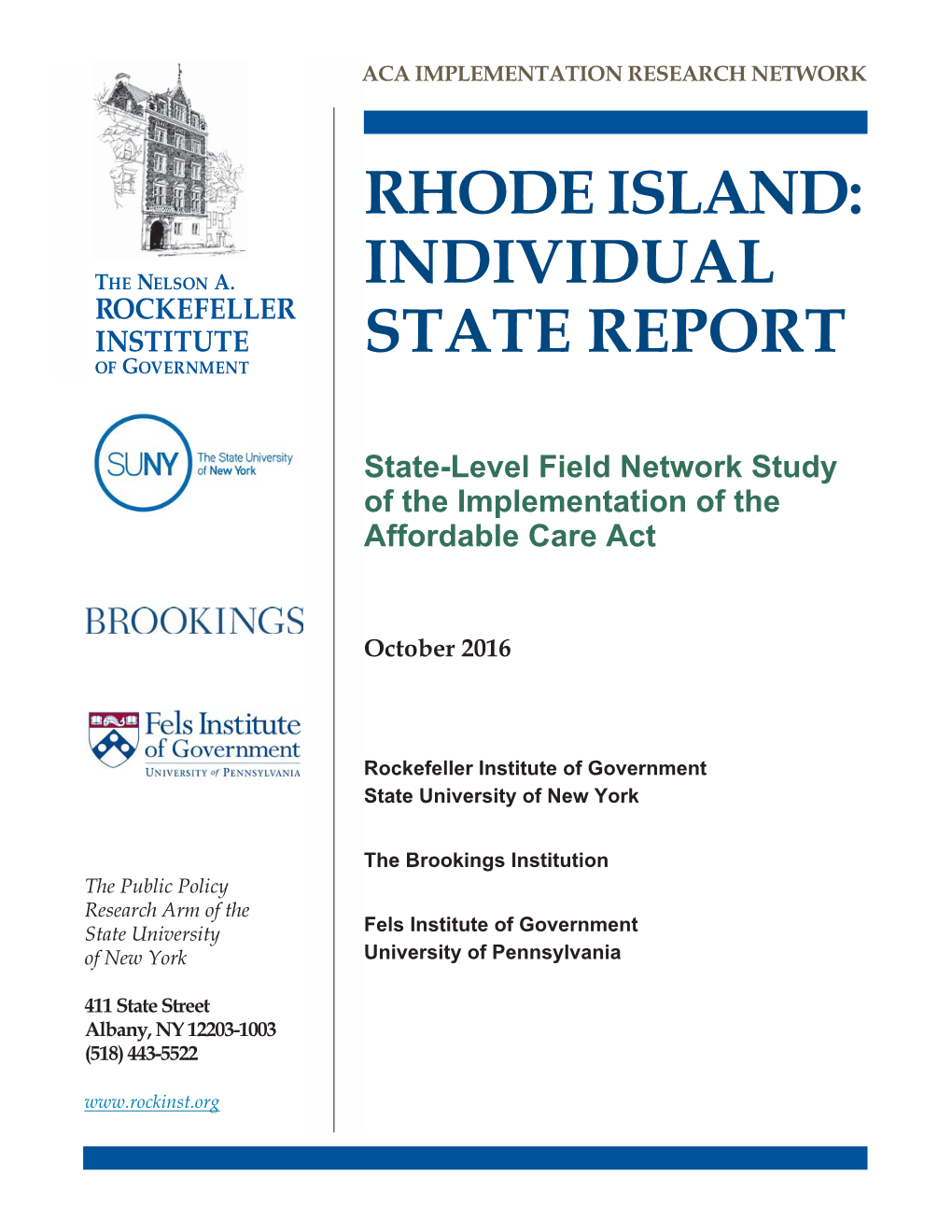 Rhode Island: Individual State Report