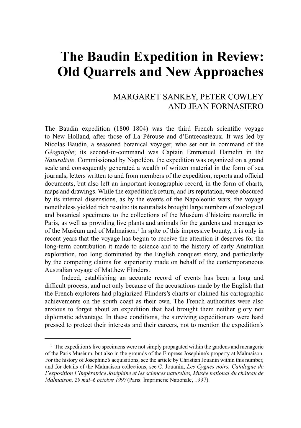 The Baudin Expedition in Review 5 the Baudin Expedition in Review: Old Quarrels and New Approaches