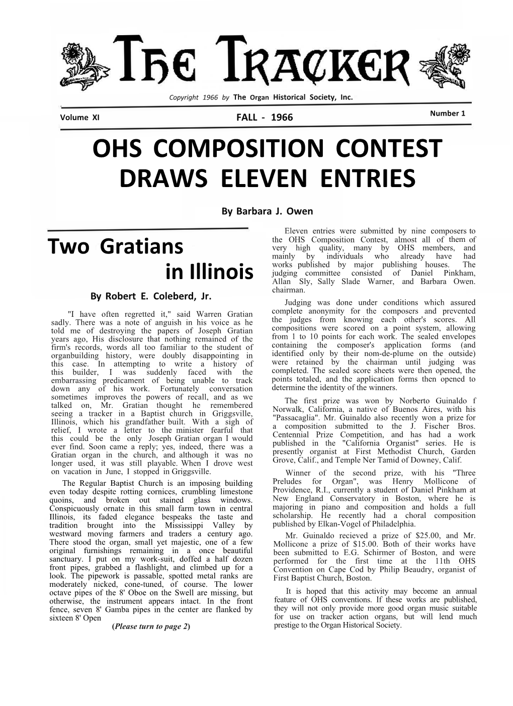 OHS COMPOSITION CONTEST DRAWS ELEVEN ENTRIES by Barbara J