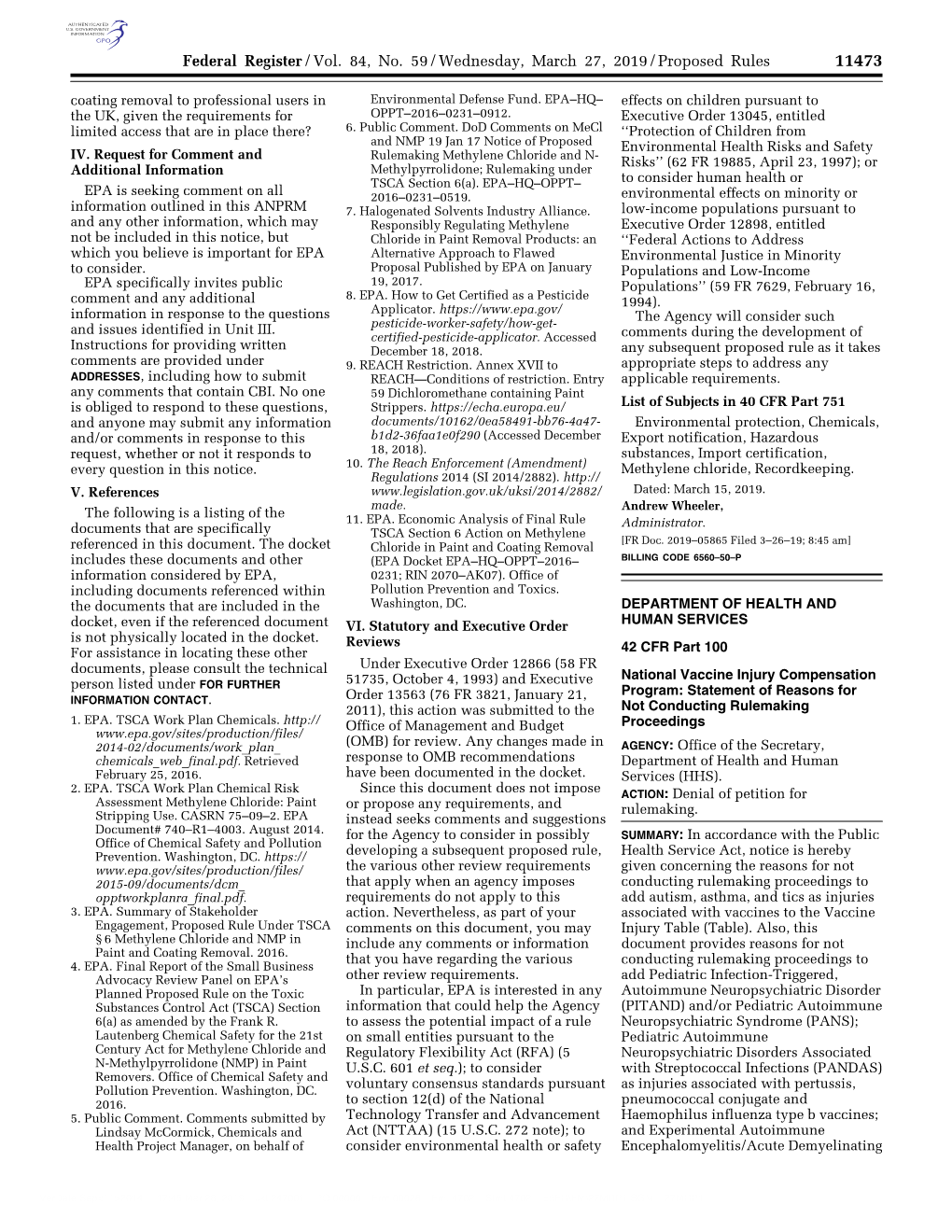 Federal Register/Vol. 84, No. 59/Wednesday, March 27, 2019