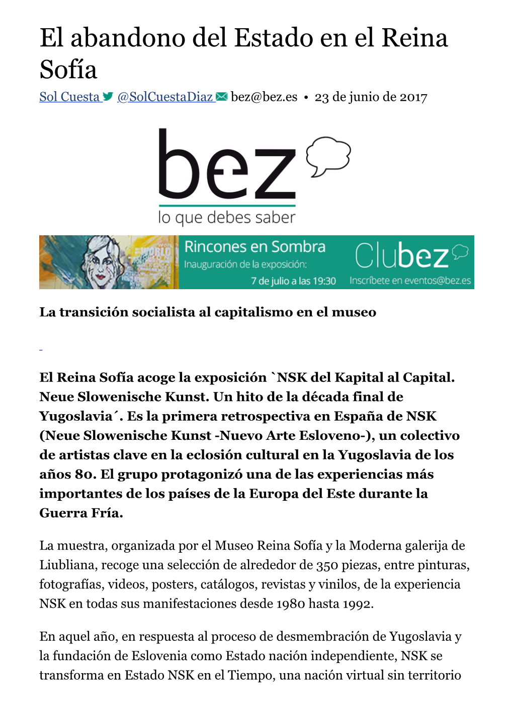 Bez@Bez.Es • 23 De Junio De 2017