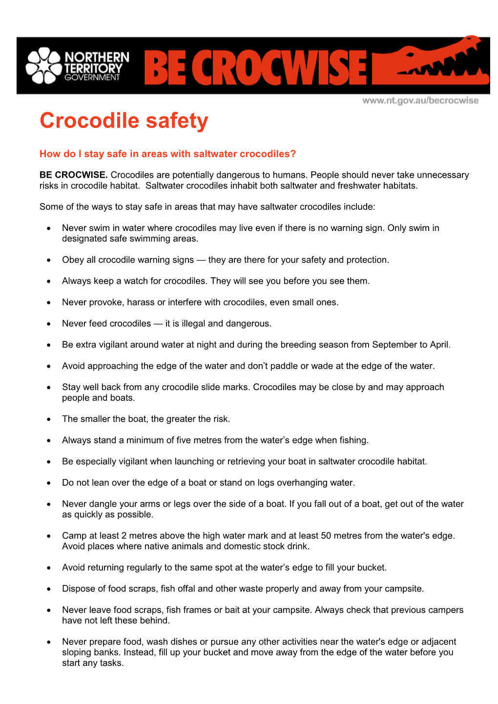 Crocodile Safety