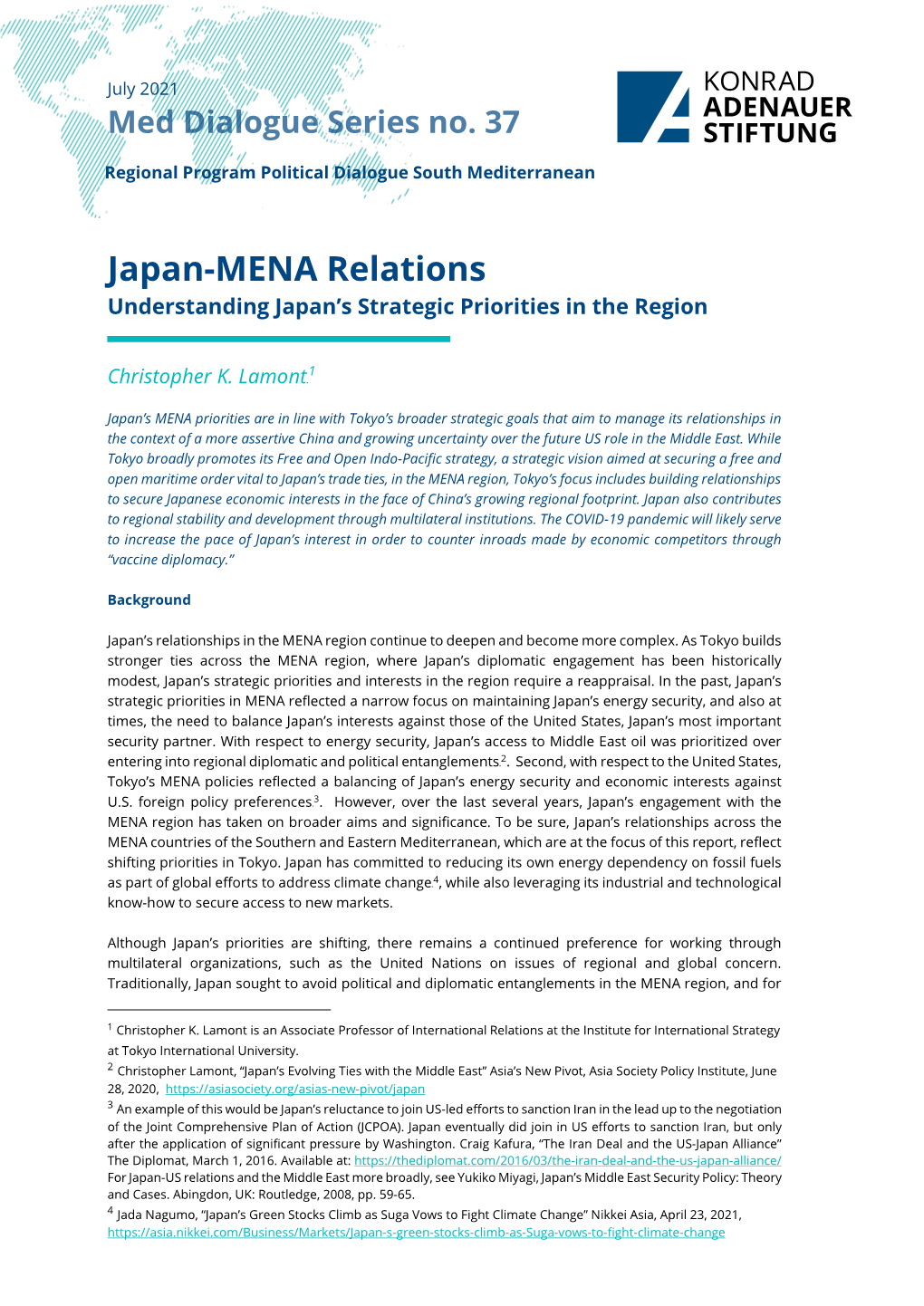 Japan-MENA Relations Understanding Japan’S Strategic Priorities in the Region