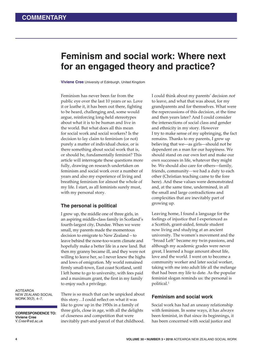 Feminism and Social Work: Where Next for an Engaged Theory and Practice?