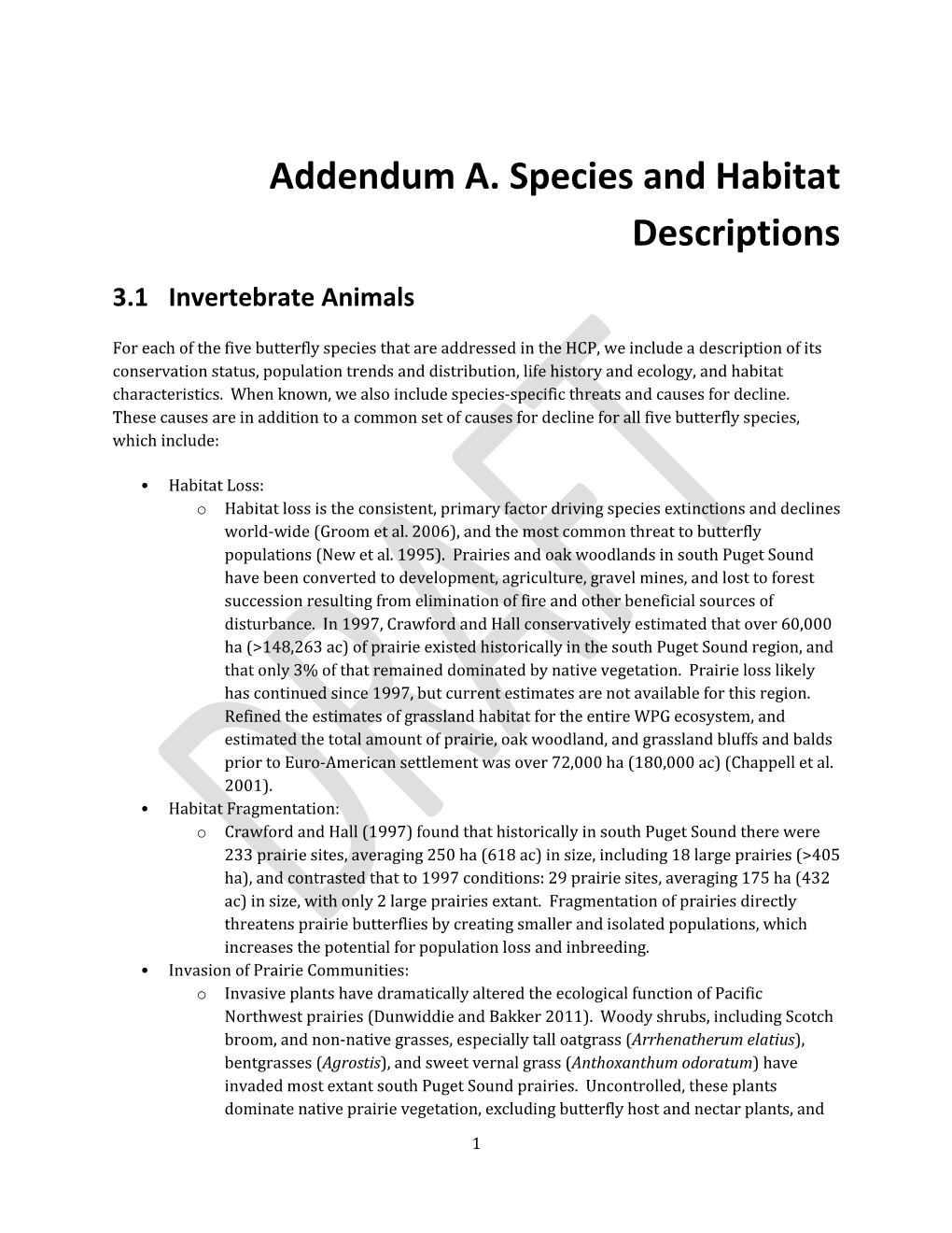 Addendum A. Species and Habitat Descriptions