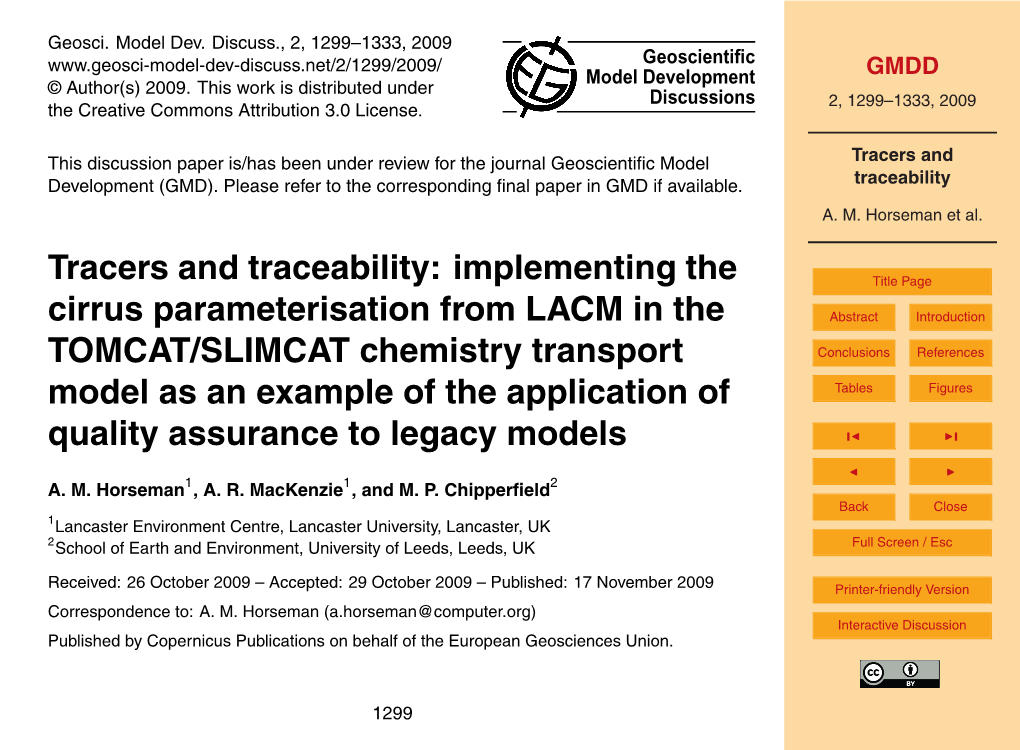 Tracers and Traceability: Implementing the Cirrus Parameterisation From