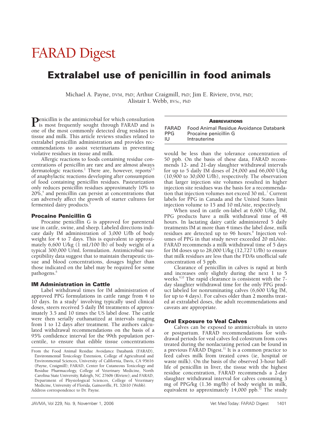 Extralabel Use of Penicillin in Food Animals