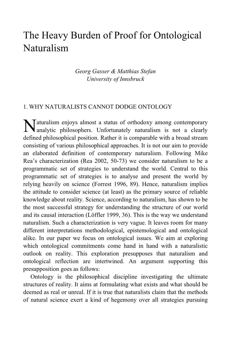 The Heavy Burden of Proof for Ontological Naturalism