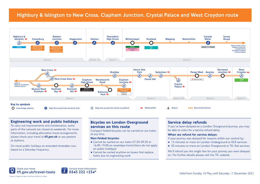 Highbury & Islington to New Cross, Clapham Junction, Crystal Palace