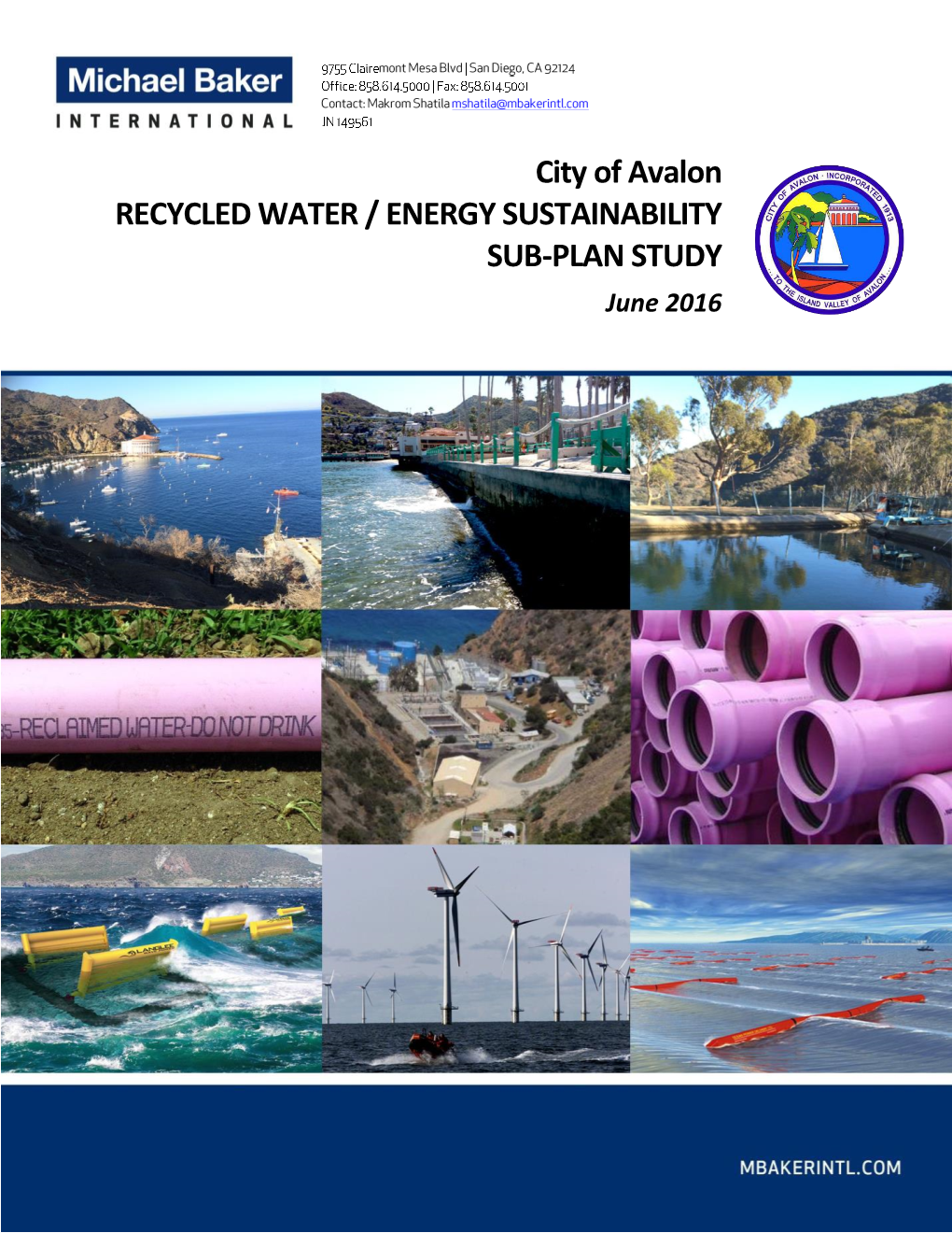 City of Avalon RECYCLED WATER / ENERGY SUSTAINABILITY SUB-PLAN STUDY June 2016