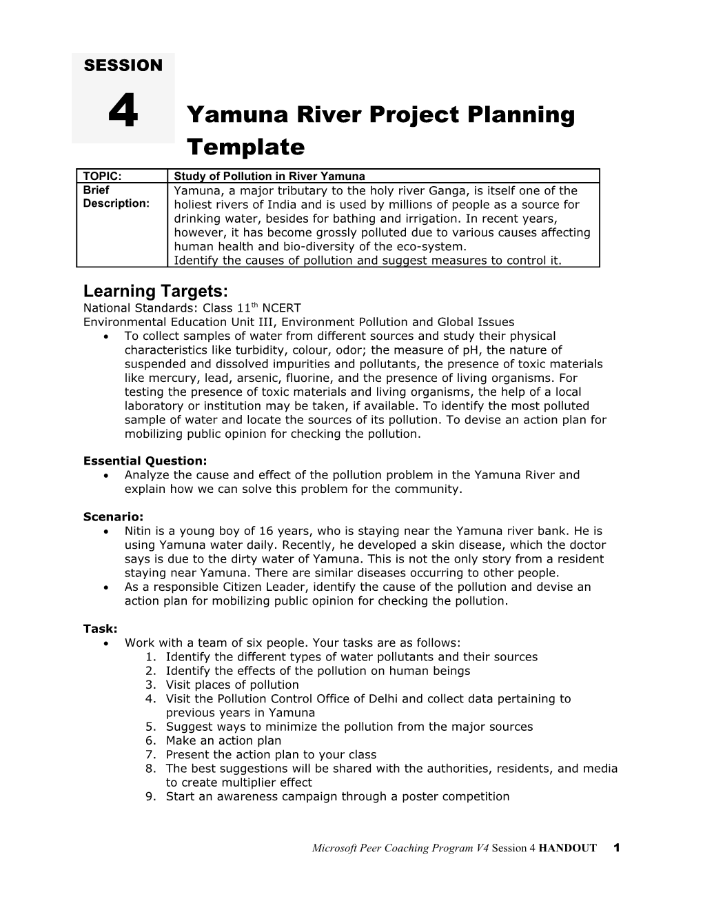 Yamuna River Project Planning Template