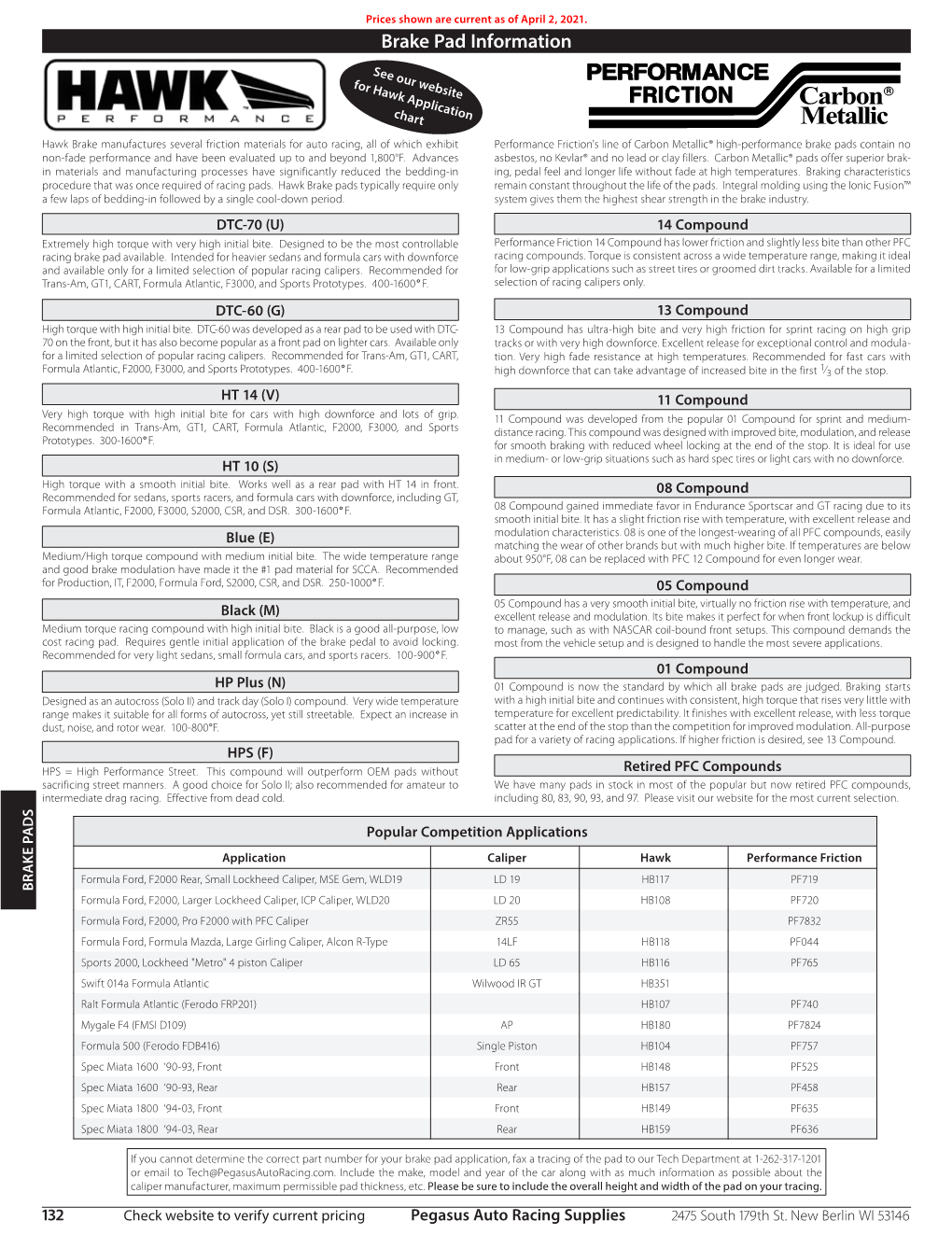 Brake Pad Information