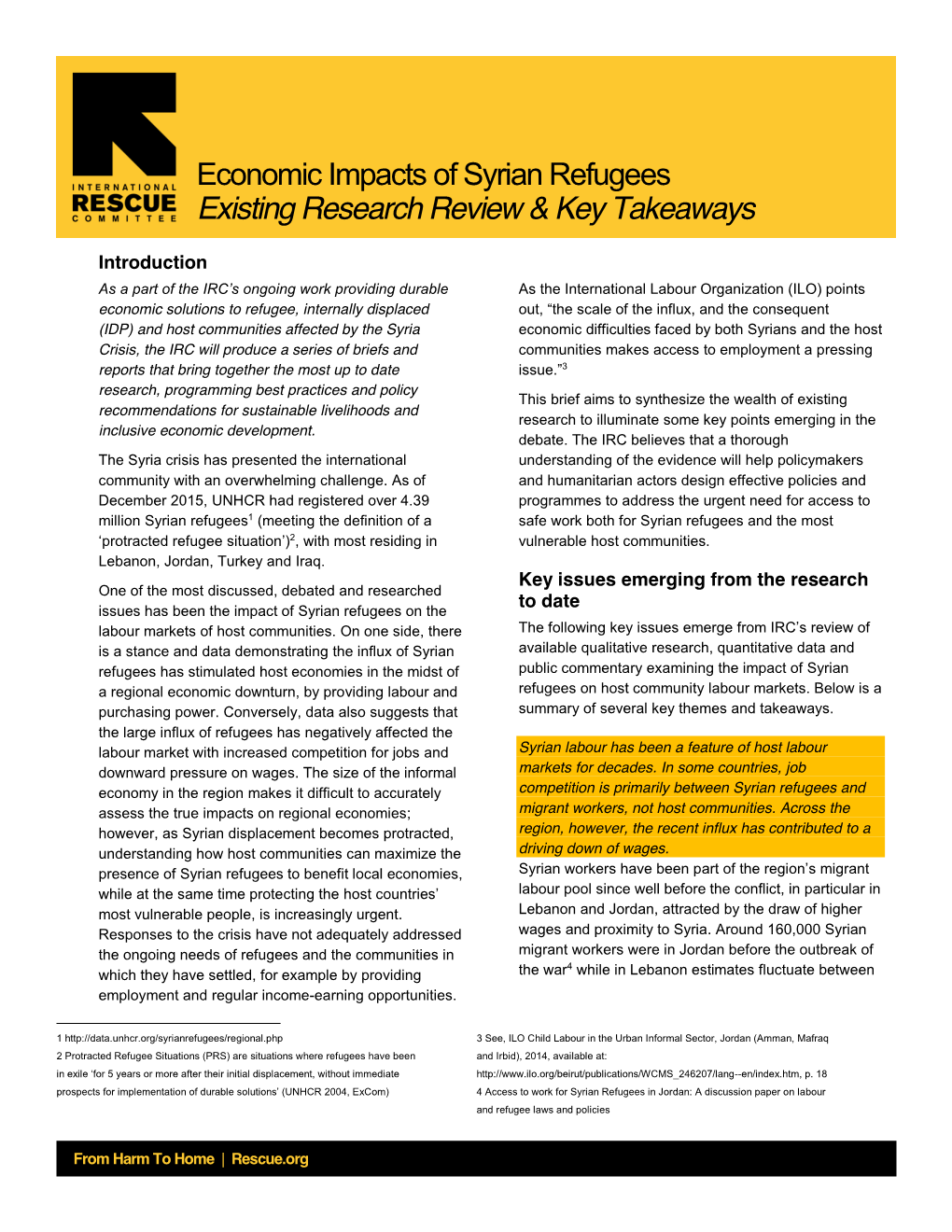 Economic Impacts of Syrian Refugees Existing Research Review & Key