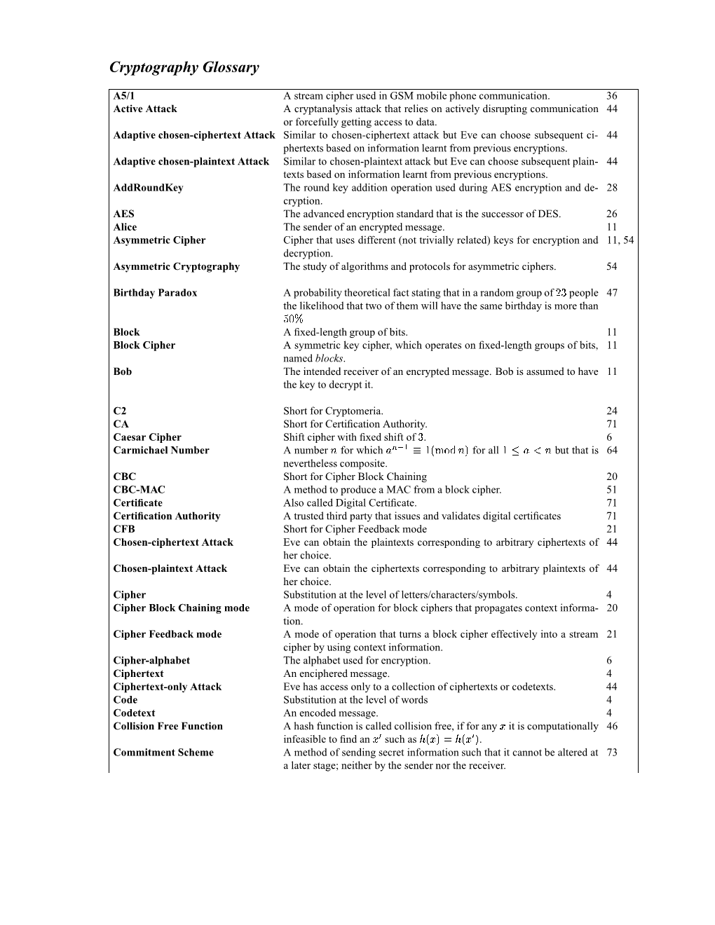 Cryptography Glossary