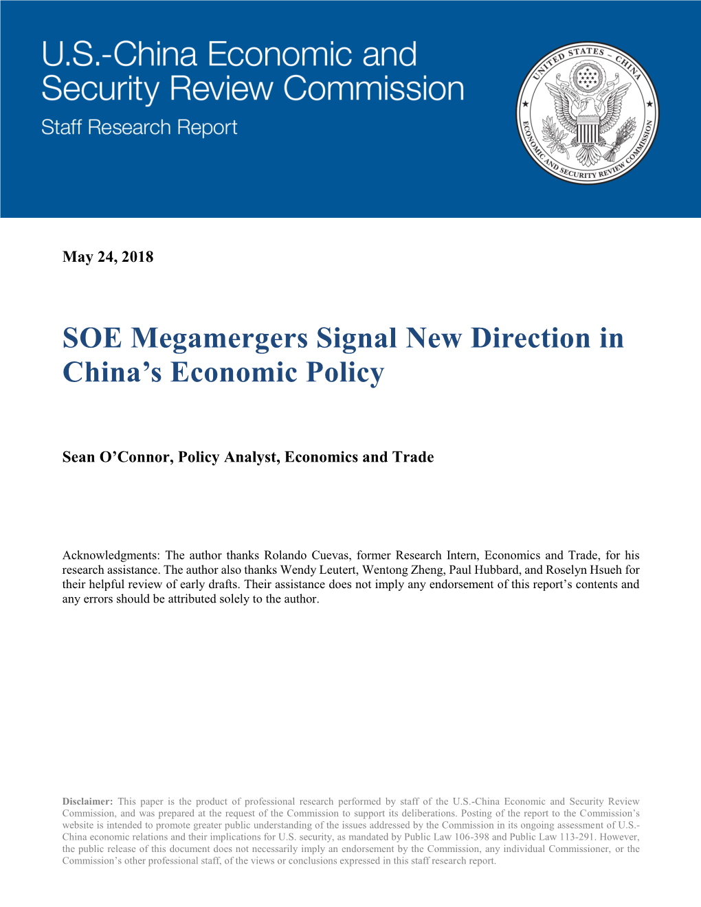 SOE Megamergers Signal New Direction in China's Economic Policy