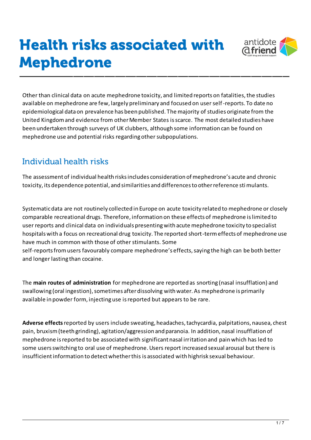 4. Health Risks Associated with Mephedrone