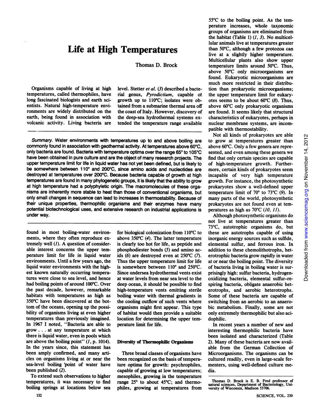 Life at High Temperatures Live at a Slightly Higher Temperature