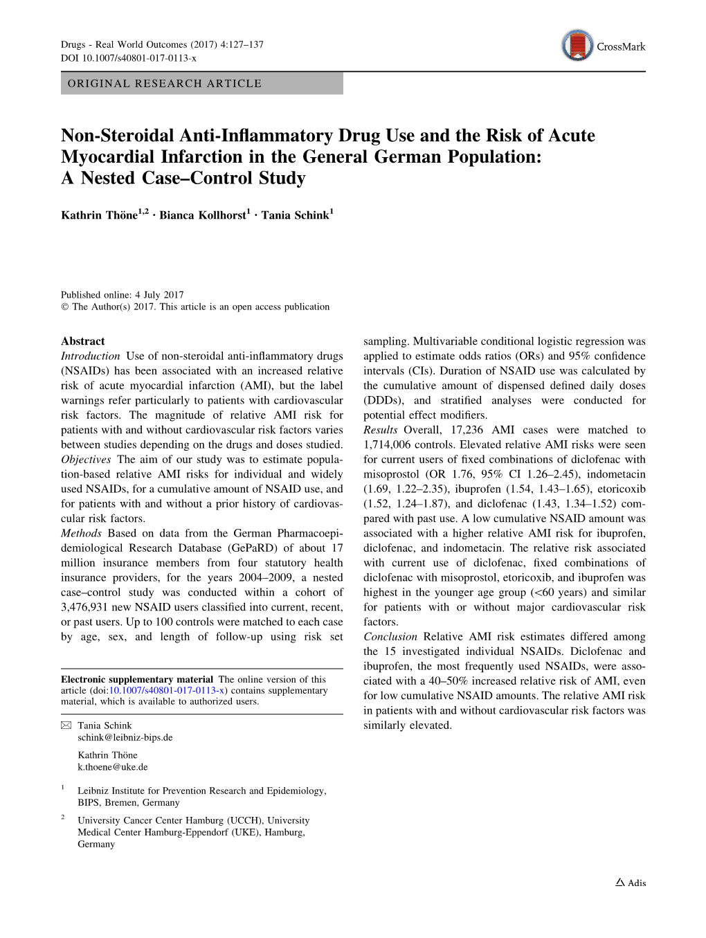 Non-Steroidal Anti-Inflammatory Drug Use and the Risk of Acute