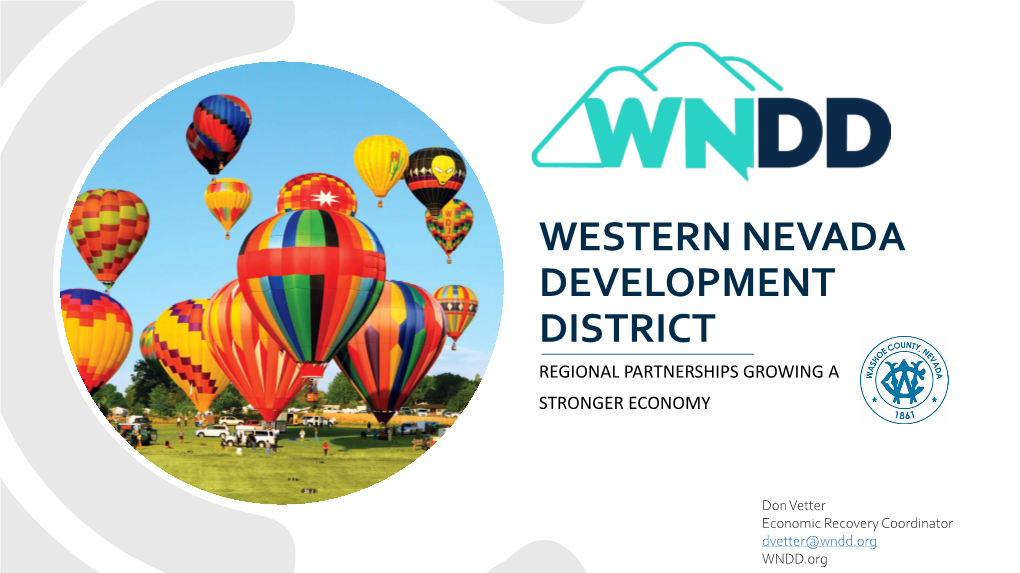 Western Nevada Development District Regional Partnerships Growing a Stronger Economy