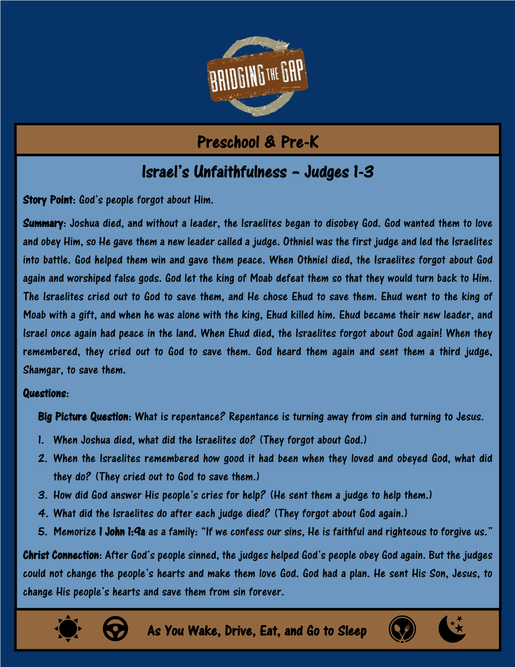 Preschool & Pre-K Israel's Unfaithfulness – Judges